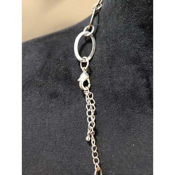 Women's Silver Tone Open Link Chain Necklace Layered Statement Boho Adjustable - Picture 6 of 6